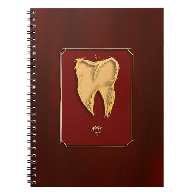 Golden Tooth Dentist Dental Assistant Elegant Gift Notebook (Front)
