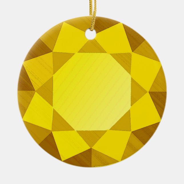 Golden Topaz Gemstone / Jewel Graphic Image  Ceramic Tree Decoration (Front)