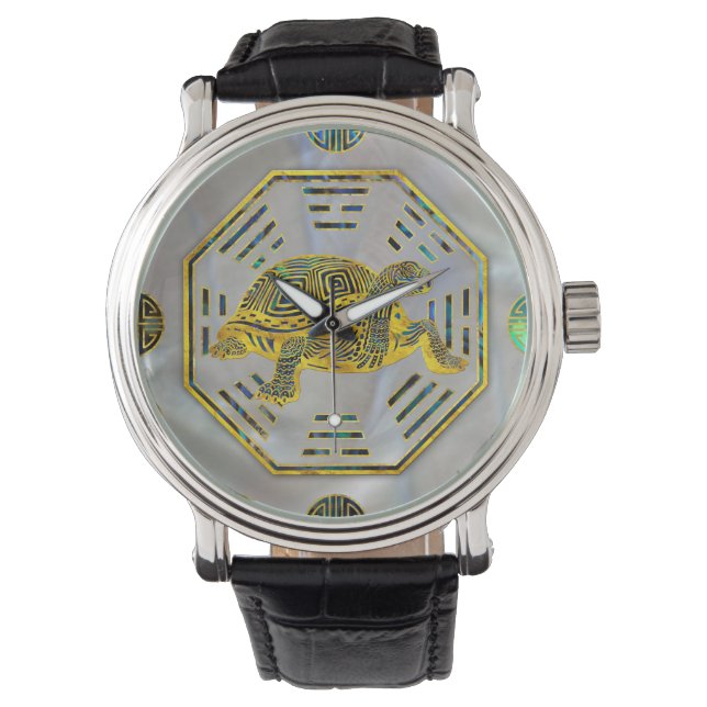 Golden Tortoise / Turtle Feng Shui Abalone Shell Watch (Front)