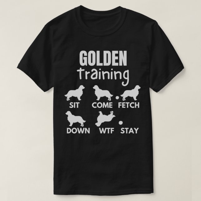 Golden Training Golden Retriever Dog Tricks T-Shirt (Design Front)