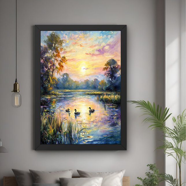 Golden Tranquillity Sunset Pond Landscape with Duc Poster (Creator Uploaded)