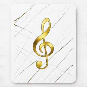 Golden Treble Clef Marble Music Tech Mouse Pad