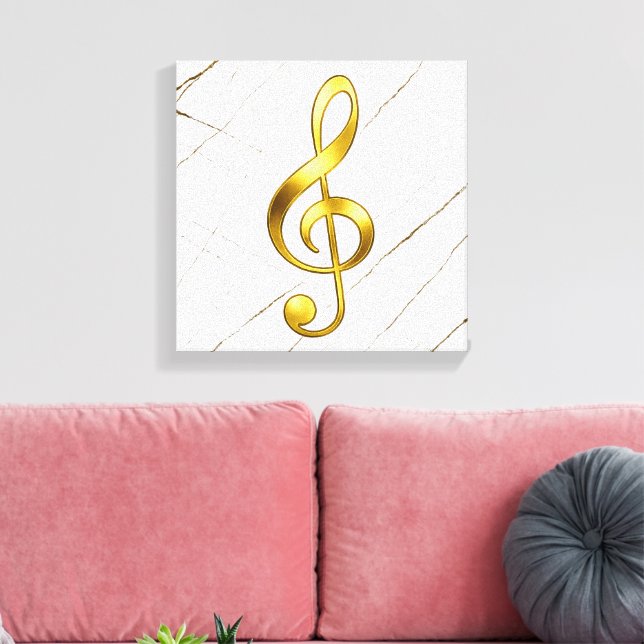 Golden Treble Clef Marble Wall Art (Insitu(LivingRoom))