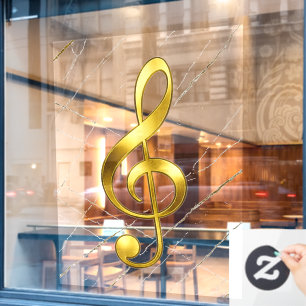 Golden Treble Clef Marble Wall Art