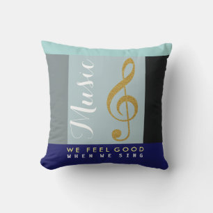 golden treble clef note, wonderful music cushion