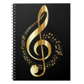 Golden Treble Clef Spiral Notebook