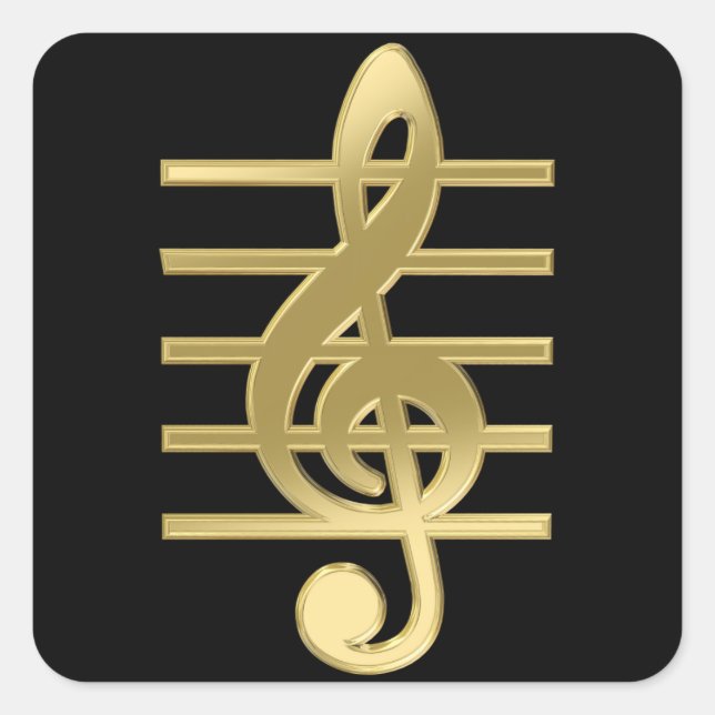 Golden treble clef square sticker (Front)