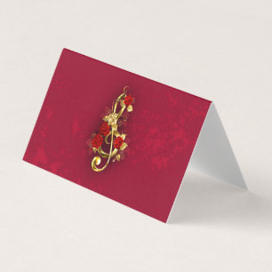 Golden Treble Clef with Rose Flowers