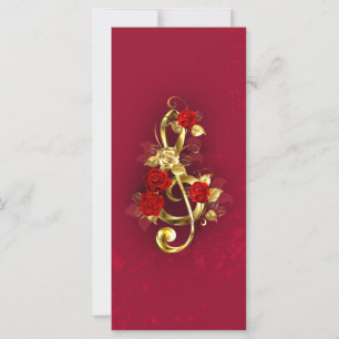Golden Treble Clef with Rose Flowers