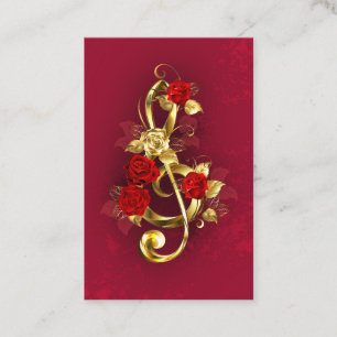 Golden Treble Clef with Rose Flowers Appointment Card
