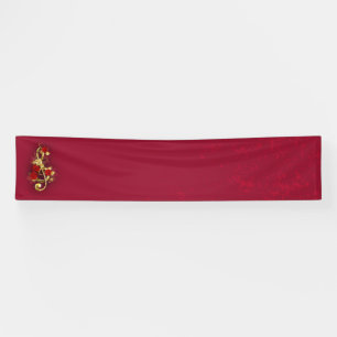 Golden Treble Clef with Rose Flowers Banner