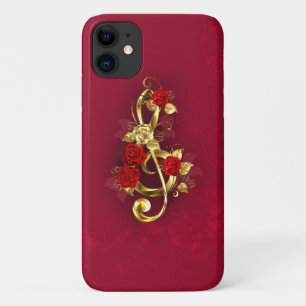 Golden Treble Clef with Rose Flowers Case-Mate iPhone Case