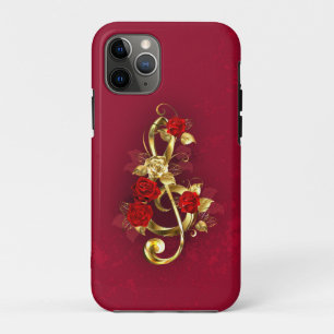 Golden Treble Clef with Rose Flowers Case-Mate iPhone Case