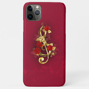Golden Treble Clef with Rose Flowers Case-Mate iPhone Case