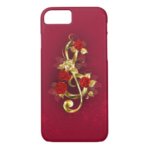 Golden Treble Clef with Rose Flowers Case-Mate iPhone Case