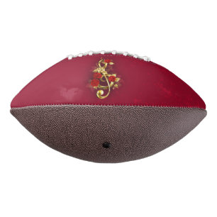 Golden Treble Clef with Rose Flowers Football