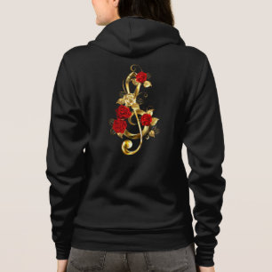Golden Treble Clef with Rose Flowers Hoodie