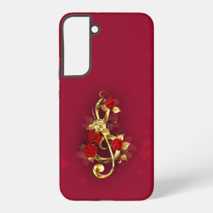 Golden Treble Clef with Rose Flowers Samsung Galaxy Case