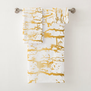 Golden Tree Bark Cracks Bath Towel Set