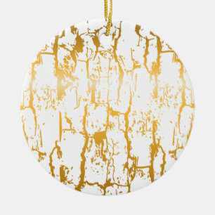 Golden Tree Bark Cracks Ceramic Tree Decoration
