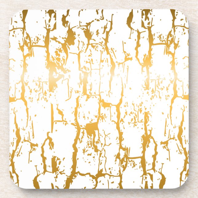 Golden Tree Bark Cracks Coaster (Front)