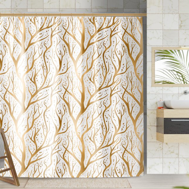 Golden Tree Branches - change background colour Shower Curtain (Creator Uploaded)