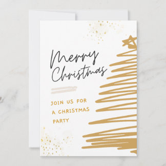 Golden Tree Christmas Party Invitation