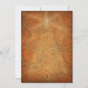 Golden Tree Holiday Card with Paisley Tree
