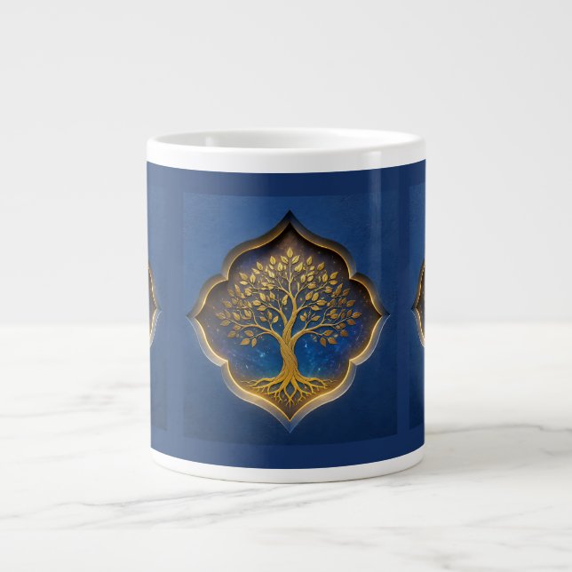 Golden Tree in Celestial Frame Gift Large Coffee Mug (Front)