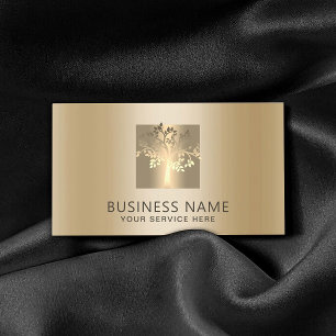 Golden Tree Logo Modern Gold Foil Business Card