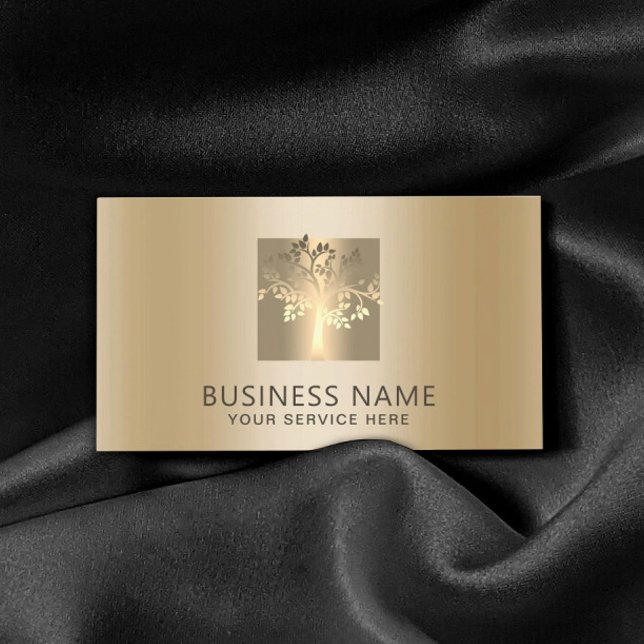 Golden Tree Logo Modern Gold Foil Business Card (Creator Uploaded)