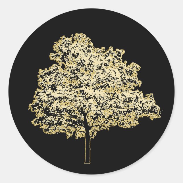 Golden Tree Nature Original art Classic Round Sticker (Front)