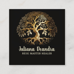 Golden Tree of Life Square Business Card