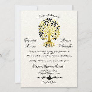 Golden Tree of Life Timeless Sophisticated Elegant Invitation