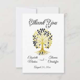 Golden Tree of Life Timeless Sophisticated Elegant Thank You Card
