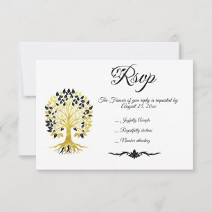 Golden Tree of Life Timeless Sophisticated Wedding RSVP Card