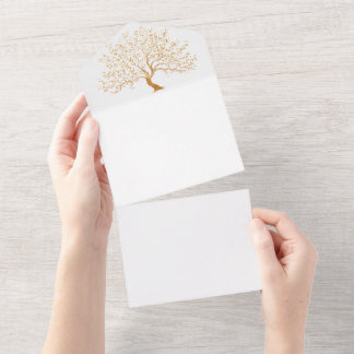 Golden Tree of Life Wedding Invitation