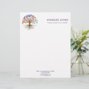 Golden Tree of life - Yggdrasil - Colourful Leaves Custom Letterhead
