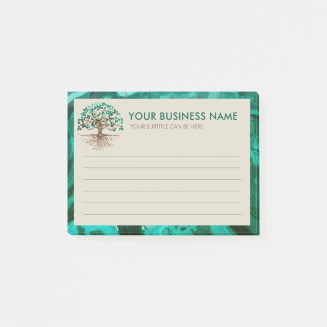 Golden Tree of life - Yggdrasil - Malachite Leaves Post-it Notes (Front)