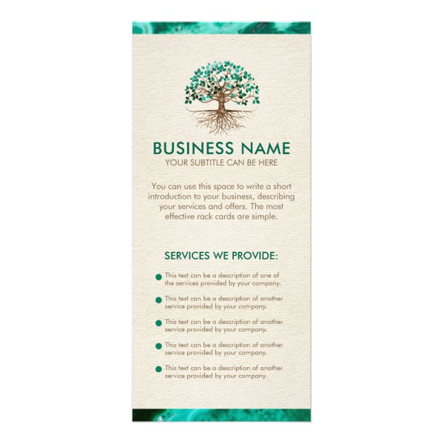 Golden Tree of life - Yggdrasil - Malachite Leaves Rack Card (Front)