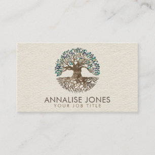 Golden Tree of life - Yggdrasil - Marble Leaves Business Card