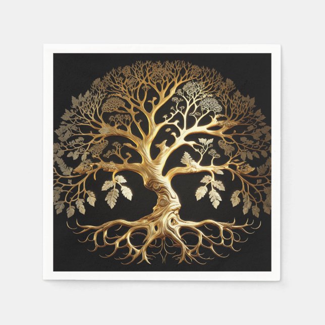 Golden Tree of Life Yggdrasil Napkin (Front)