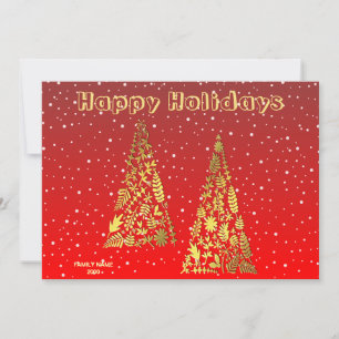 Golden Trees Holiday Christmas Card