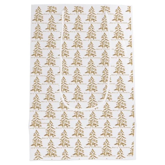 Golden Trees Merry Christmas  Medium Gift Bag (Back)