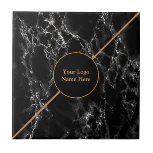 Golden Trendy Black Marble Stone - Customisable Tile