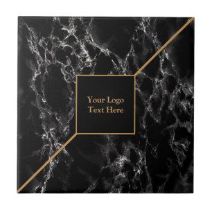 Golden Trendy Black Marble Stone - Customisable - Tile
