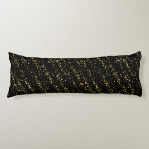 Golden Triangle Dots On Black Background Shiny Lux Body Cushion