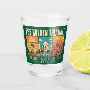Golden Triangle India Illustration Vintage Shot Glass