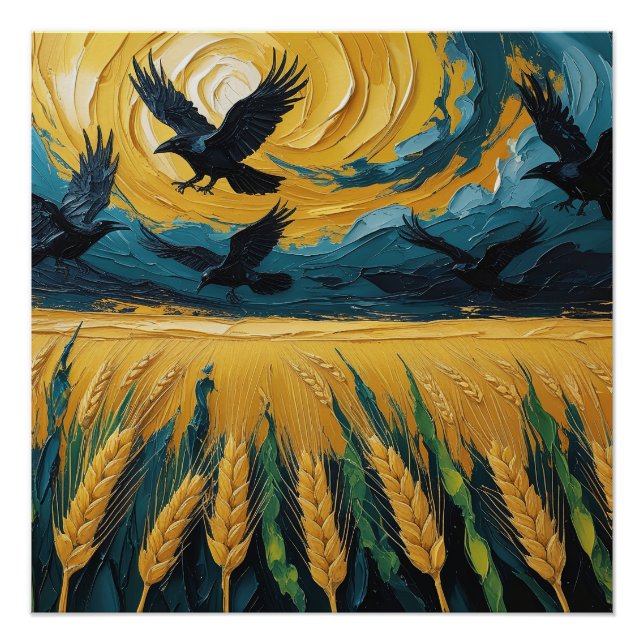 Golden trigal field with crows poster (Front)