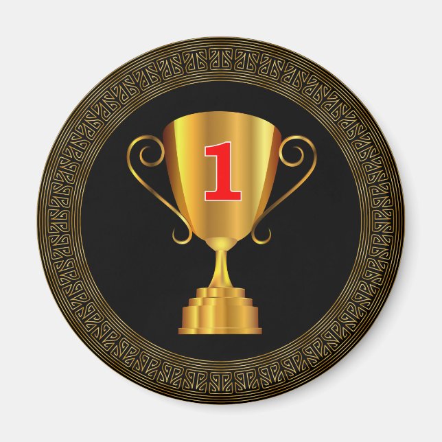 Golden trophy cup magnet (Front)